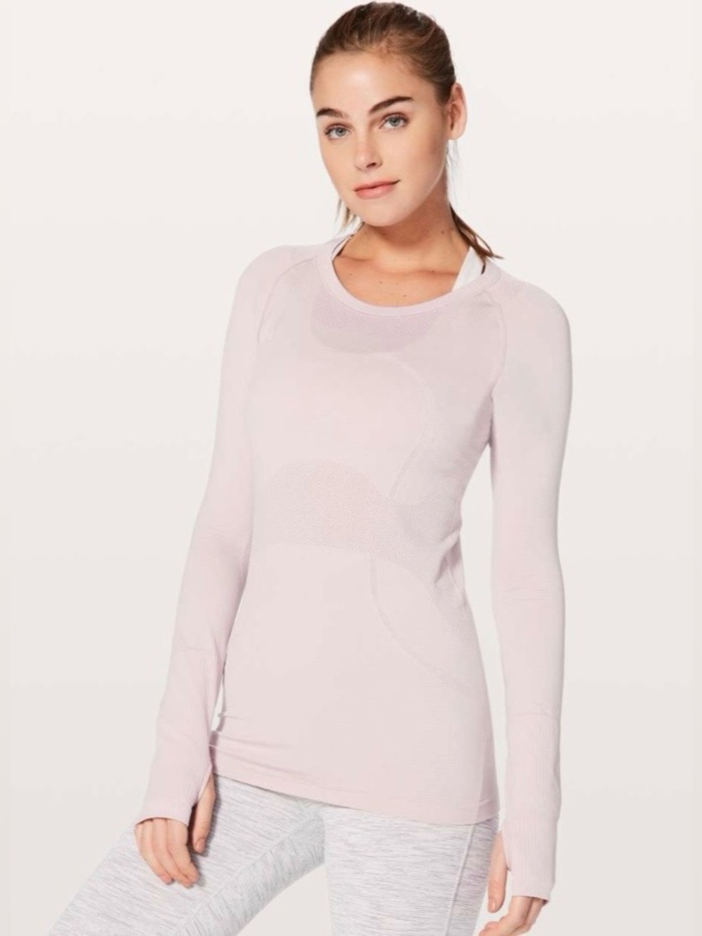 954. Lululemon Swiftly Tech Long Sleeve Crew in Porcelain Pink